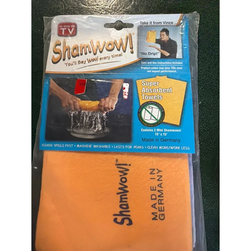 Shamwow!‎ Super Absorbent Towels Lot of 3 Sets Mini 15x15 Orange Blue Germany